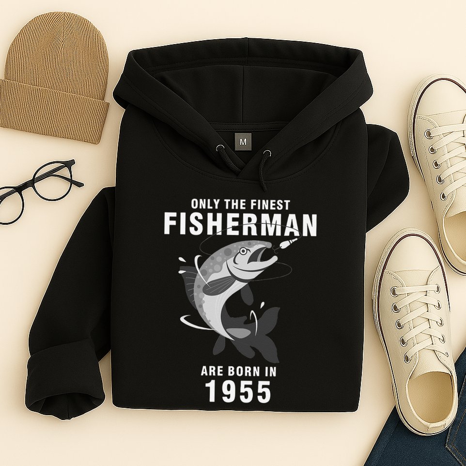 Fishing Fisherman 1955 65th Birthday Are Born In 1955 Hoodie