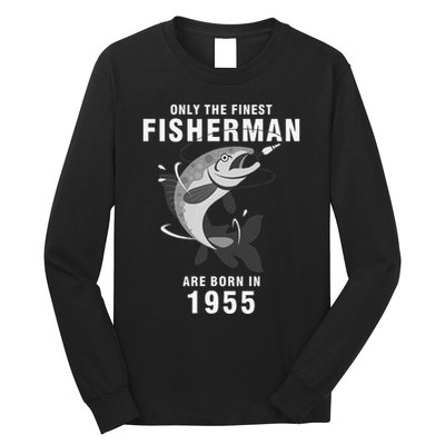 Fishing Fisherman 1955 65th Birthday Are Born In 1955 Long Sleeve Shirt