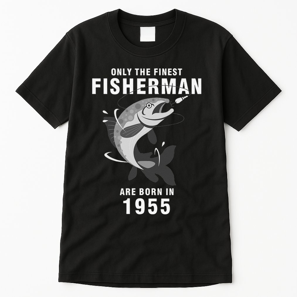 Fishing Fisherman 1955 65th Birthday Are Born In 1955 Tall T-Shirt