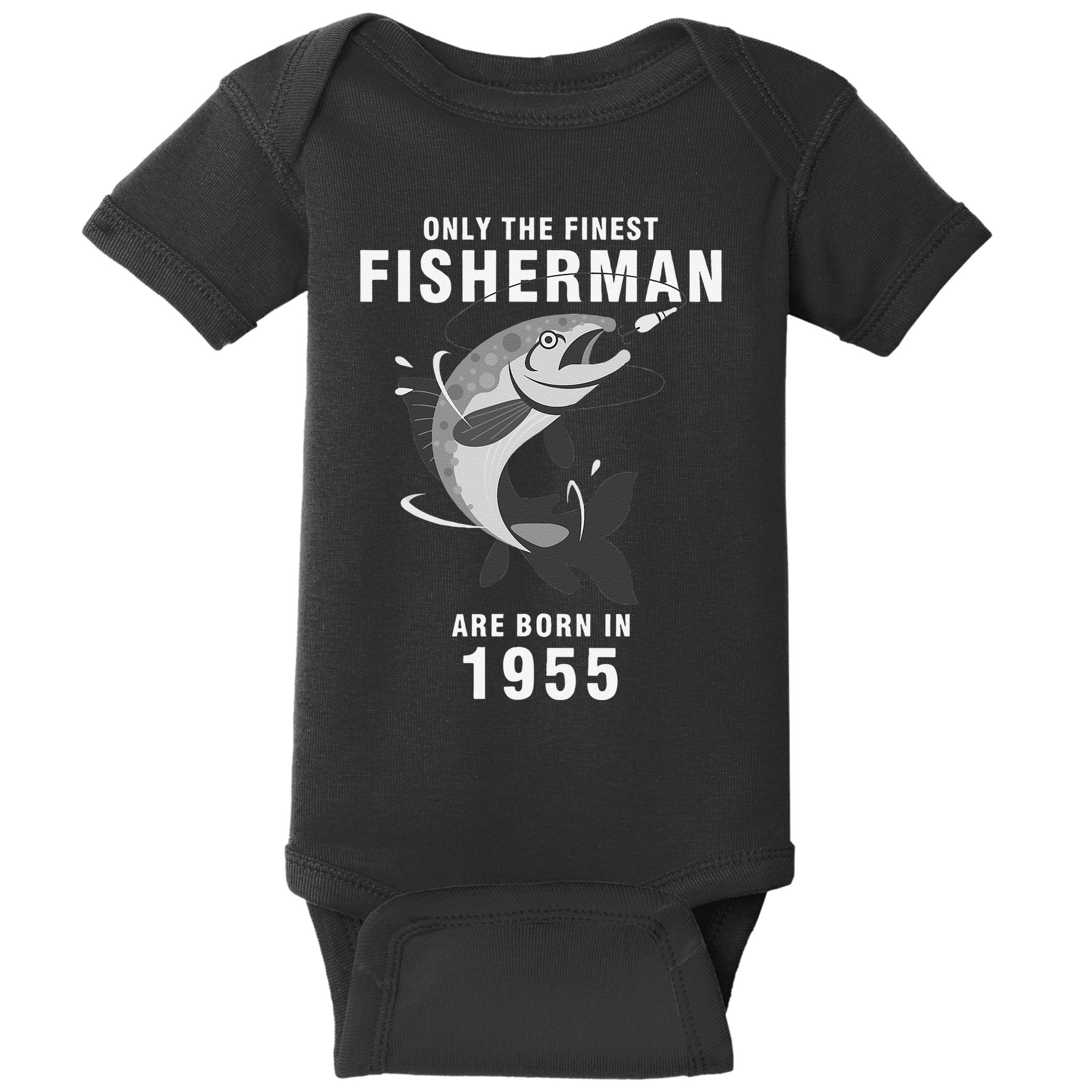 Fishing Fisherman 1955 65th Birthday Are Born In 1955 Baby Bodysuit