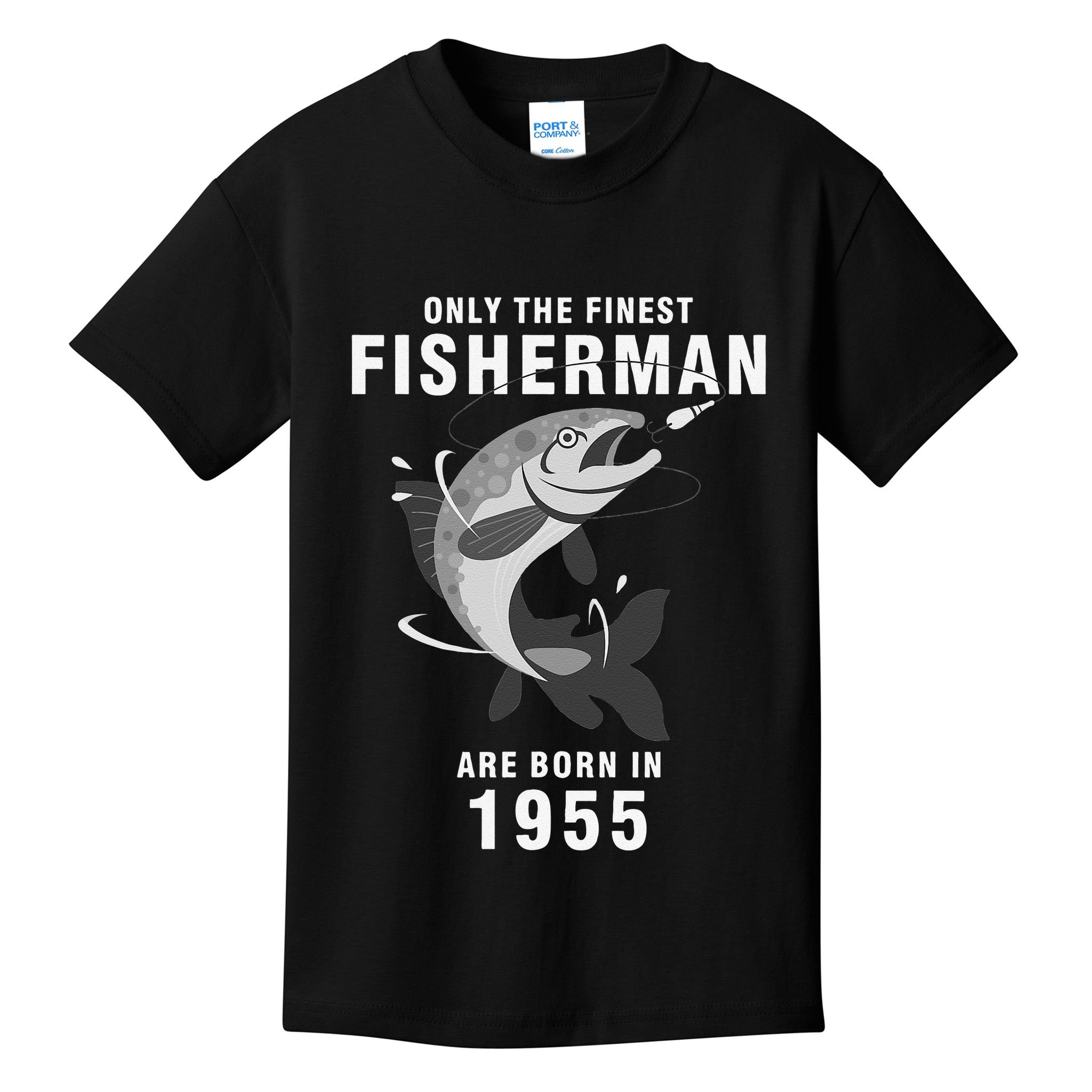 Fishing Fisherman 1955 65th Birthday Are Born In 1955 Kids T-Shirt