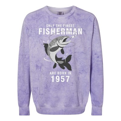 Fishing Fisherman 1957 63rd Birthday Are Born In 1957 Colorblast Crewneck Sweatshirt