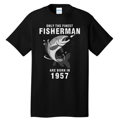 Fishing Fisherman 1957 63rd Birthday Are Born In 1957 Tall T-Shirt