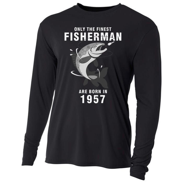 Fishing Fisherman 1957 63rd Birthday Are Born In 1957 Cooling Performance Long Sleeve Crew