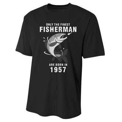 Fishing Fisherman 1957 63rd Birthday Are Born In 1957 Performance Sprint T-Shirt