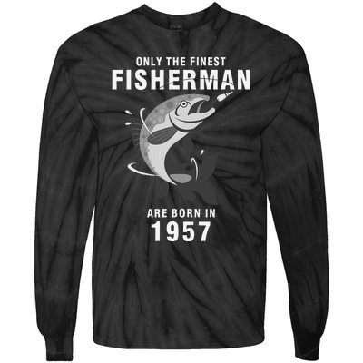 Fishing Fisherman 1957 63rd Birthday Are Born In 1957 Tie-Dye Long Sleeve Shirt