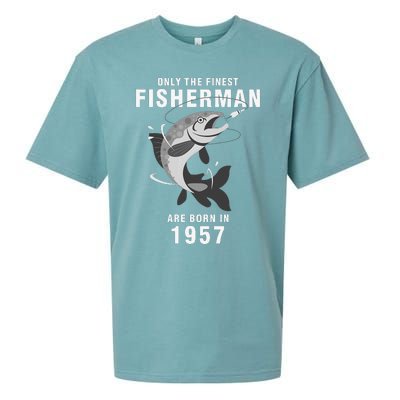 Fishing Fisherman 1957 63rd Birthday Are Born In 1957 Sueded Cloud Jersey T-Shirt