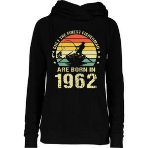 Fishing Fisherman 1962 60th Birthday Gift For 60 Year Old Womens Funnel Neck Pullover Hood