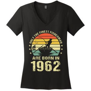 Fishing Fisherman 1962 60th Birthday Gift For 60 Year Old Women's V-Neck T-Shirt