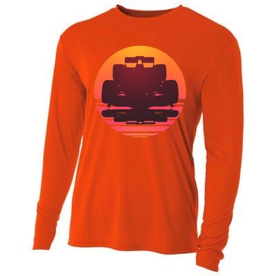 F1 Formula 1 Racing Car Retro Sunset Emblem Cooling Performance Long Sleeve Crew