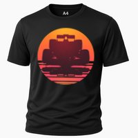 Racing Car Retro Sunset Emblem Cooling Performance Crew T-Shirt