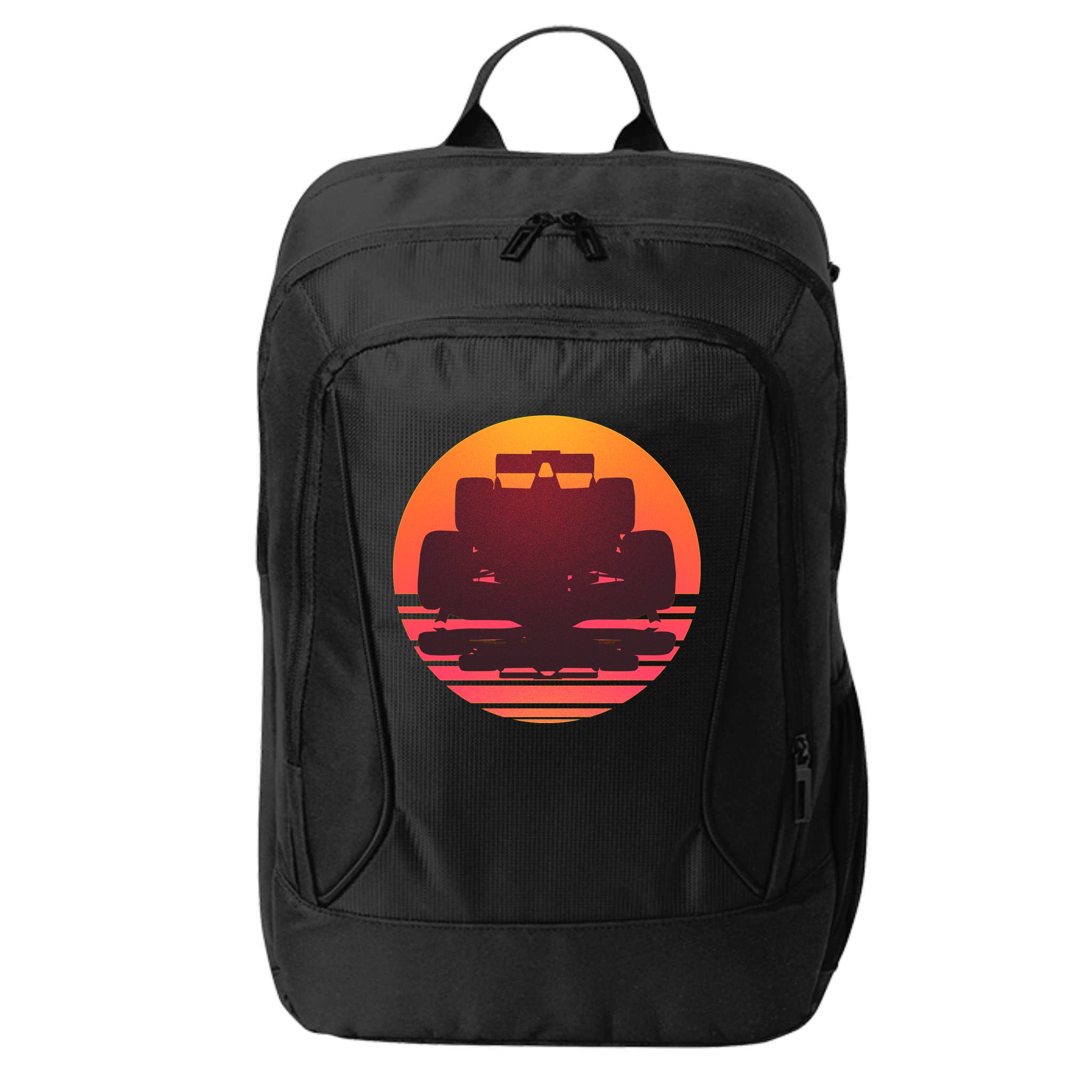 Racing Car Retro Sunset Emblem City Backpack