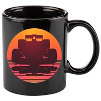 Racing Car Retro Sunset Emblem 11oz C Handle Ceramic Mug