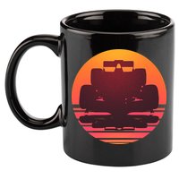 Racing Car Retro Sunset Emblem 11oz C Handle Ceramic Mug
