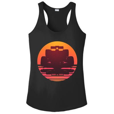 Racing Car Retro Sunset Emblem Ladies PosiCharge Competitor Racerback Tank