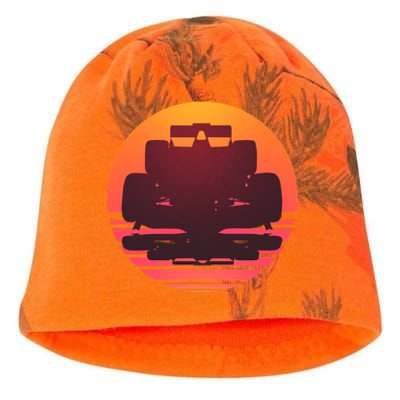 F1 Formula 1 Racing Car Retro Sunset Emblem Kati - Camo Knit Beanie