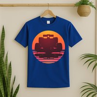 Racing Car Retro Sunset Emblem T-Shirt