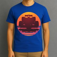 Racing Car Retro Sunset Emblem T-Shirt