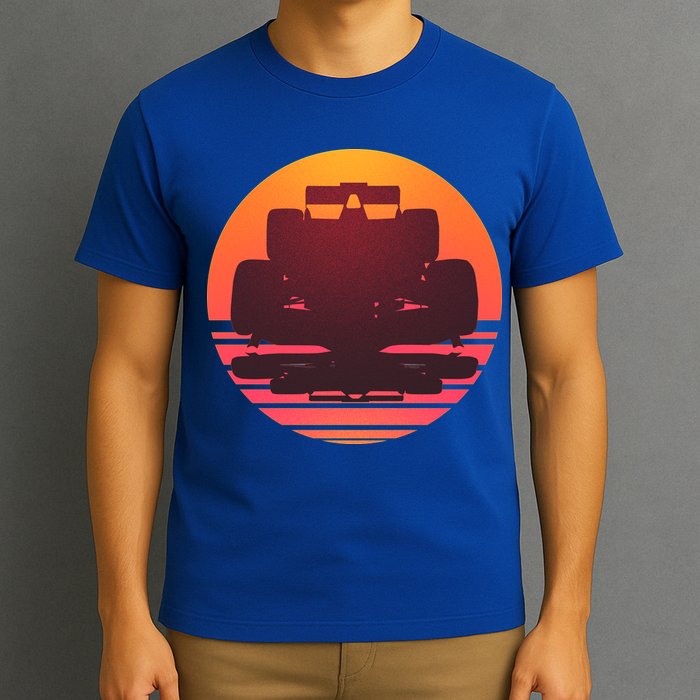 Racing Car Retro Sunset Emblem T-Shirt