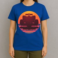 Racing Car Retro Sunset Emblem T-Shirt
