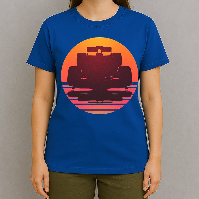 Racing Car Retro Sunset Emblem T-Shirt
