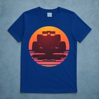 Racing Car Retro Sunset Emblem T-Shirt