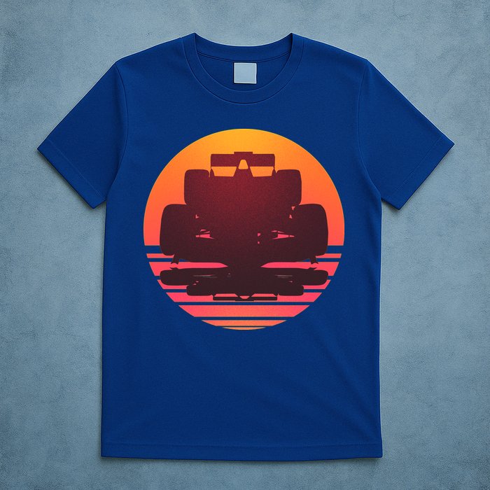 Racing Car Retro Sunset Emblem T-Shirt