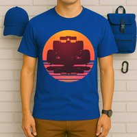 Racing Car Retro Sunset Emblem T-Shirt