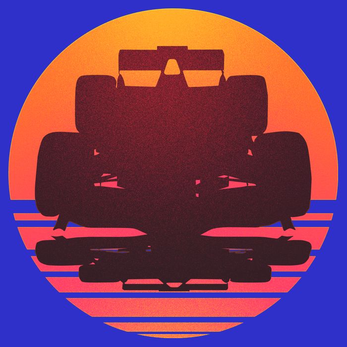 Racing Car Retro Sunset Emblem T-Shirt