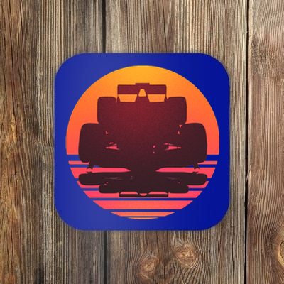 F1 Formula 1 Racing Car Retro Sunset Emblem Coaster