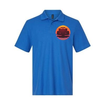 F1 Formula 1 Racing Car Retro Sunset Emblem Softstyle Adult Sport Polo