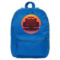 Racing Car Retro Sunset Emblem 16 in Basic Backpack