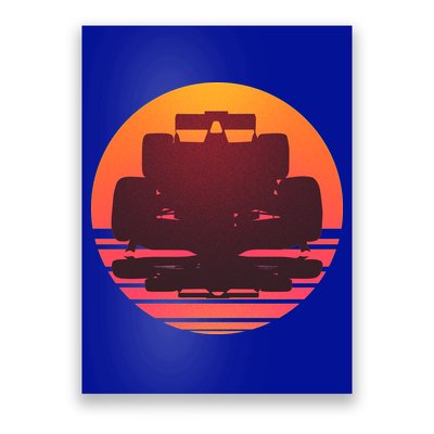 Racing Car Retro Sunset Emblem Poster