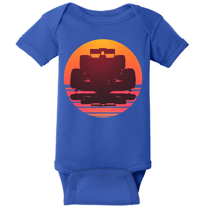 Racing Car Retro Sunset Emblem Baby Bodysuit