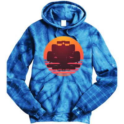 F1 Formula 1 Racing Car Retro Sunset Emblem Tie Dye Hoodie