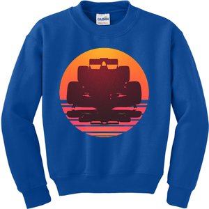 F1 Formula 1 Racing Car Retro Sunset Emblem Kids Sweatshirt