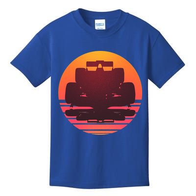Racing Car Retro Sunset Emblem Kids T-Shirt