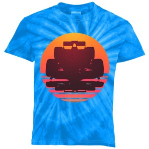 F1 Formula 1 Racing Car Retro Sunset Emblem Kids Tie-Dye T-Shirt