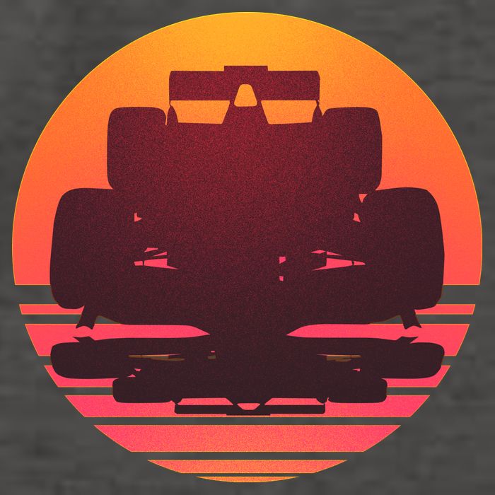 Racing Car Retro Sunset Emblem Vector Backpack