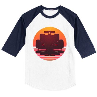 F1 Formula 1 Racing Car Retro Sunset Emblem Baseball Sleeve Shirt