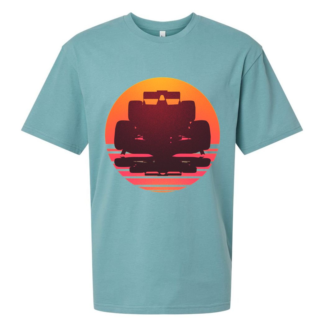 Racing Car Retro Sunset Emblem Sueded Cloud Jersey T-Shirt
