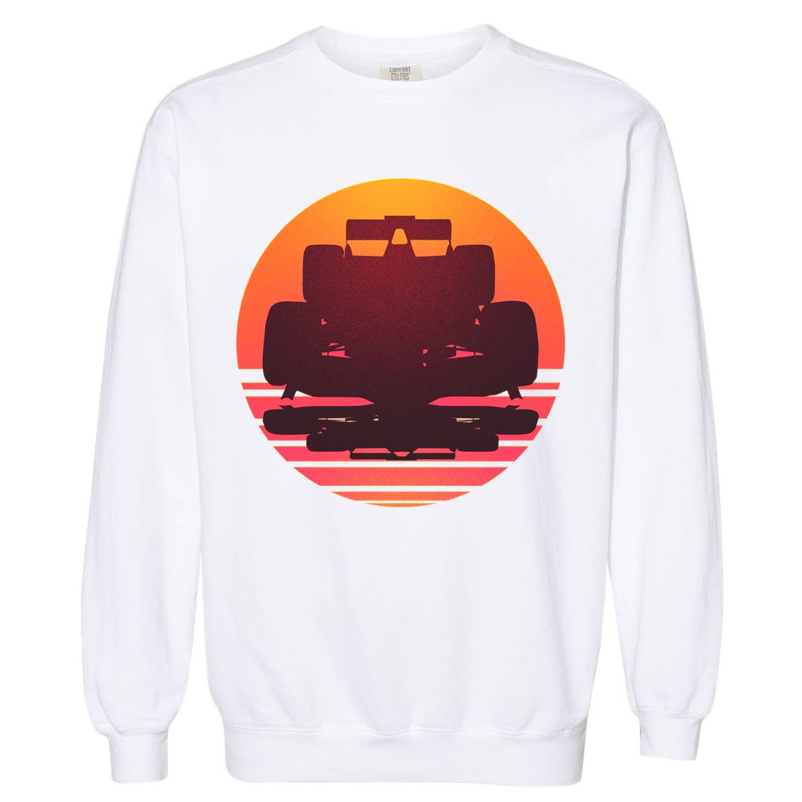 Racing Car Retro Sunset Emblem Garment-Dyed Sweatshirt