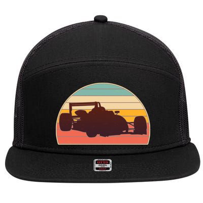 Racing Car Retro Vintage Colors 7 Panel Mesh Trucker Snapback Hat