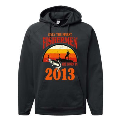 Funny Fishing 10th Birthday Fishermen Are Born In 2013 Performance Fleece Hoodie