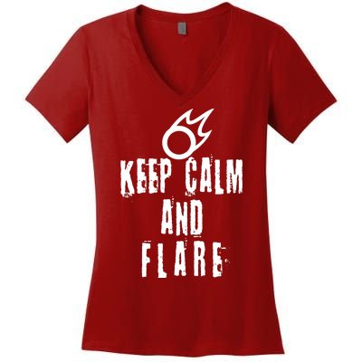 FF14 Black Mage Keep Calm And Flare Women's V-Neck T-Shirt