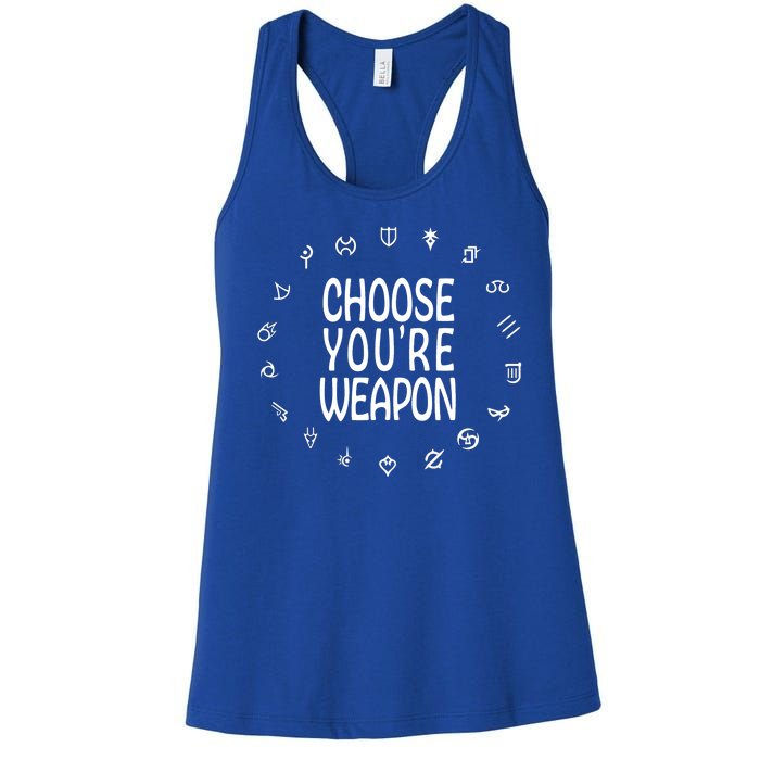 FF14 Class Icons Choose Your Weapons Women's Racerback Tank