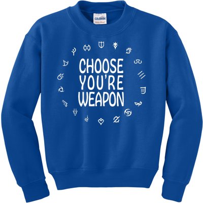 FF14 Class Icons Choose Your Weapons Kids Sweatshirt