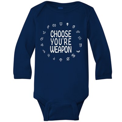 FF14 Class Icons Choose Your Weapons Baby Long Sleeve Bodysuit