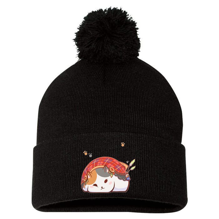 FF14 Fat Lazy Cat Pom Pom 12in Knit Beanie