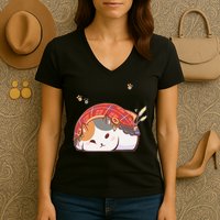 FF14 Fat Lazy Cat Women's V-Neck T-Shirt